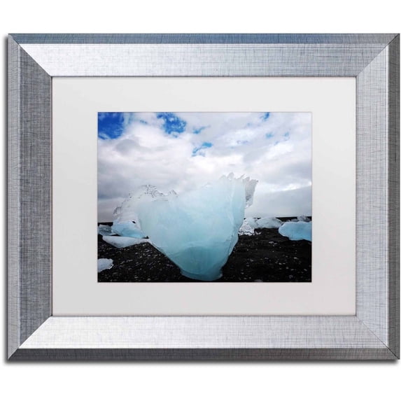 Trademark Fine Art 'Ice on the Beach' Canvas Art by Philippe Sainte-Laudy, White Matte, Silver Frame
