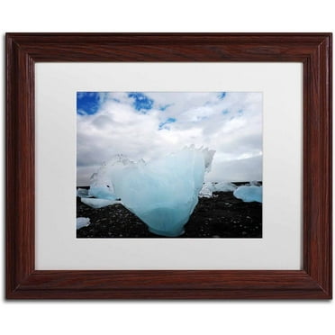 Trademark Fine Art 'Ice on the Beach' Canvas Art by Philippe Sainte-Laudy, White Matte, Wood Frame