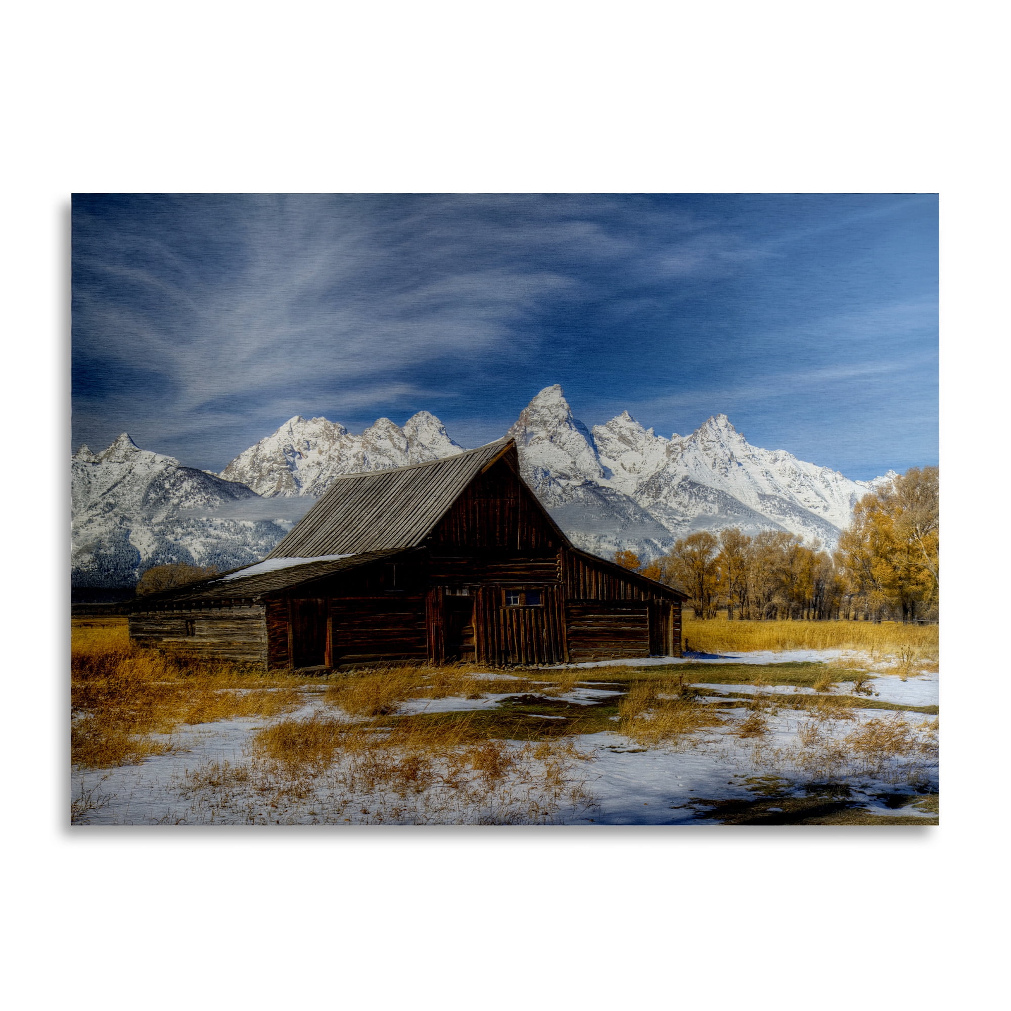 Trademark Fine Art 'Iconic Barn Grand Teton' Brushed Aluminum Wall Art Art by Pierre Leclerc