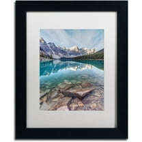Trademark Fine Art 'Iconic Moraine Lake' Canvas Art by Pierre Leclerc, White Matte, Black Frame