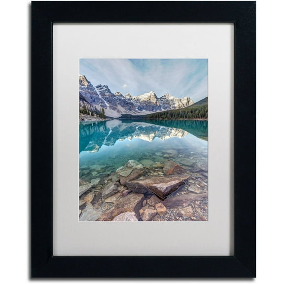 Trademark Fine Art 'Iconic Moraine Lake' Canvas Art by Pierre Leclerc, White Matte, Black Frame