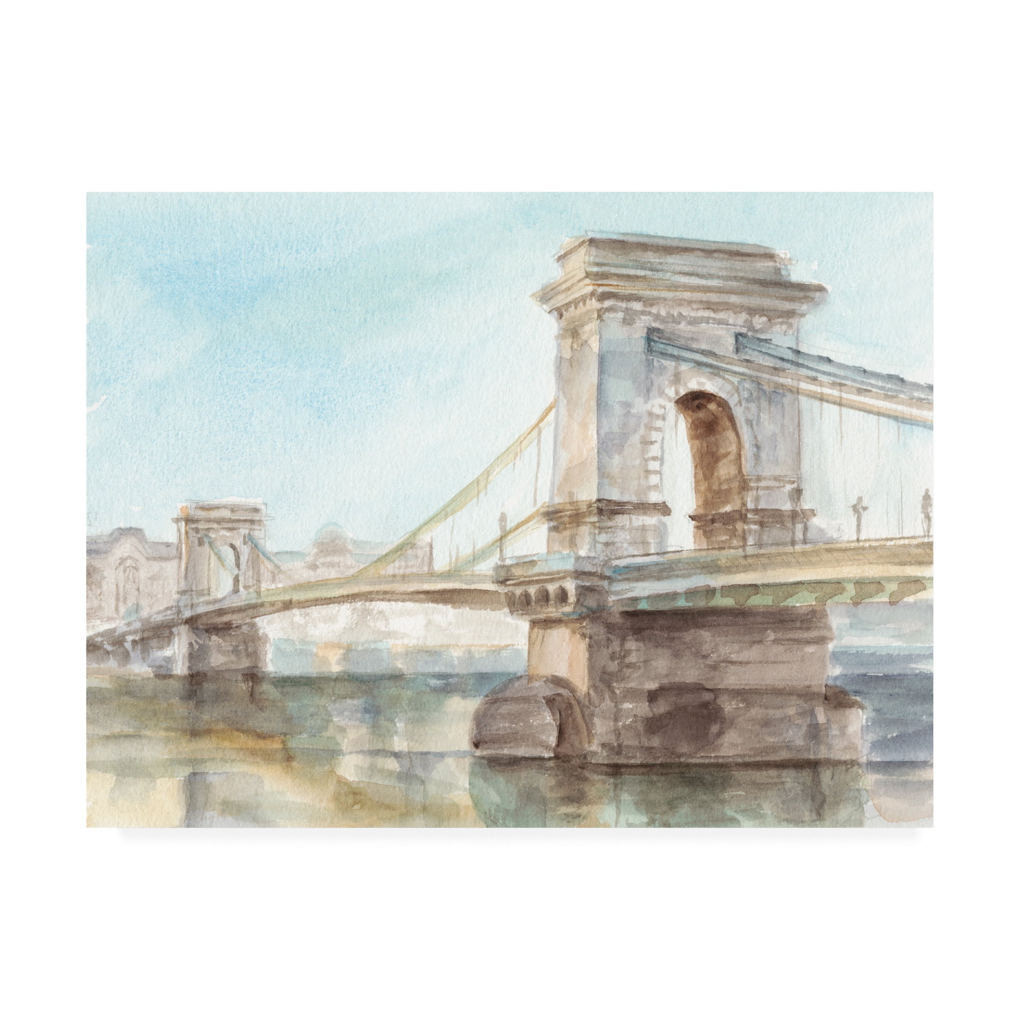 Trademark Fine Art 'Iconic Watercolor Bridge I' Canvas Art by Ethan Harper