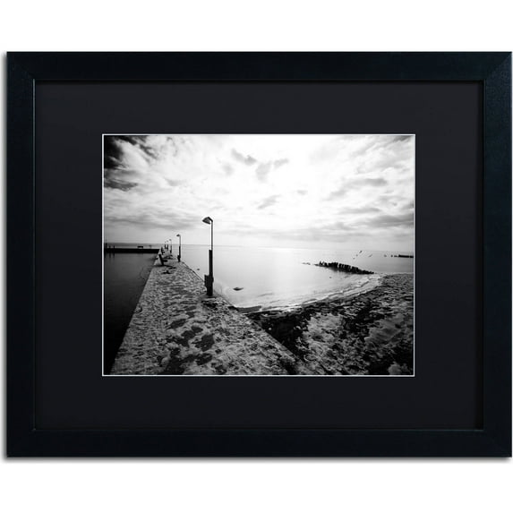 Trademark Fine Art "Icy Dock On The Bay" Canvas Art by Yale Gurney, Black Matte, Black Frame
