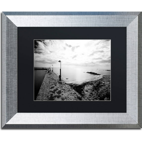 Trademark Fine Art "Icy Dock On The Bay" Canvas Art by Yale Gurney, Black Matte, Silver Frame