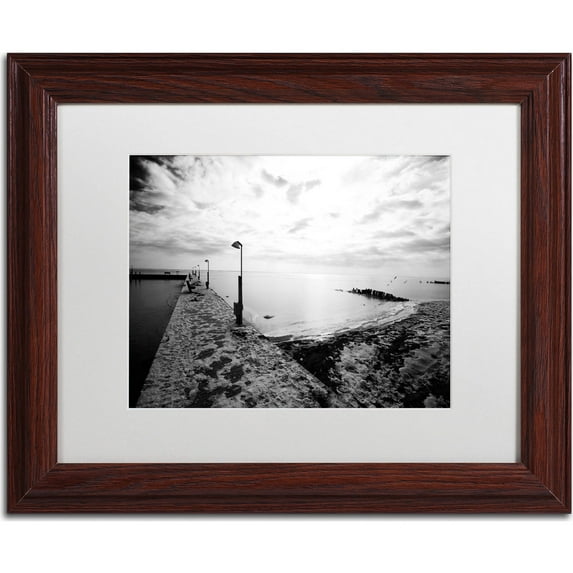 Trademark Fine Art "Icy Dock On The Bay" Canvas Art by Yale Gurney, White Matte, Wood Frame