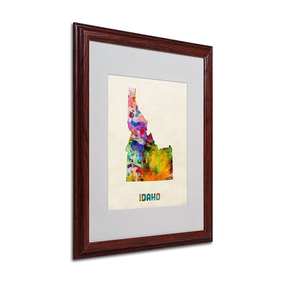 Trademark Fine Art 'Idaho Map' 16" x 20" Wood Frame Art (MT0348-W1620MF)