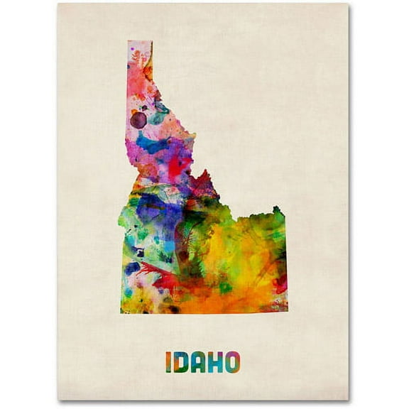 Trademark Fine Art "Idaho Map" Canvas Wall Art by Michael Tompsett