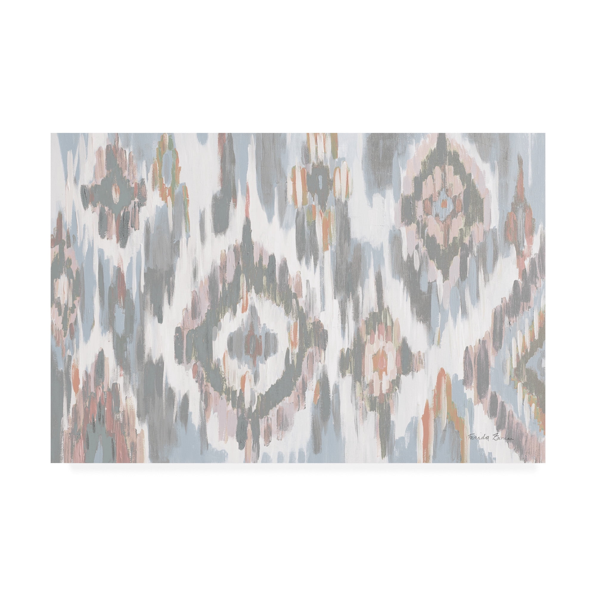 Trademark Fine Art 'Ikat Jewel I blush grey' Canvas Art by Farida Zaman