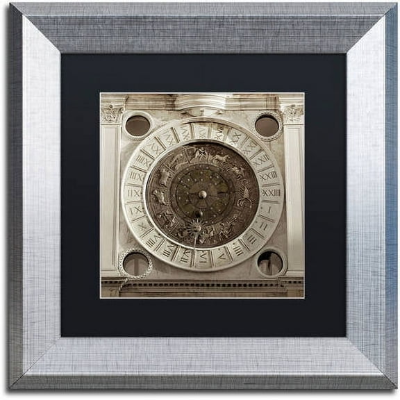 Trademark Fine Art "Il Grande Orologio IV" Canvas Art by Alan Blaustein, Black Matte, Silver Frame