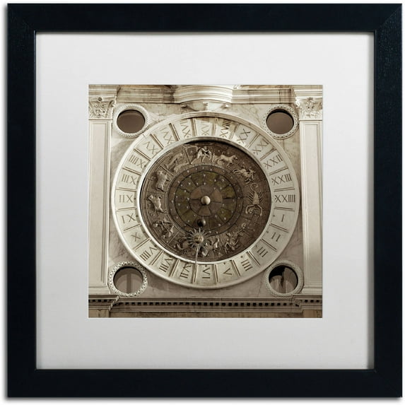 Trademark Fine Art "Il Grande Orologio IV" Canvas Art by Alan Blaustein, White Matte, Black Frame