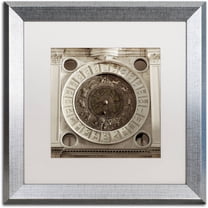 Trademark Fine Art "Il Grande Orologio IV" Canvas Art by Alan Blaustein, White Matte, Silver Frame