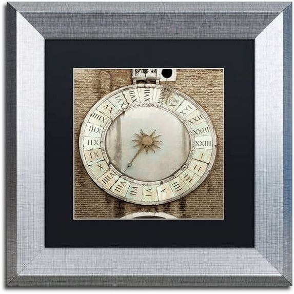 Trademark Fine Art "Il Grande Orologio V" Canvas Art by Alan Blaustein, Black Matte, Silver Frame