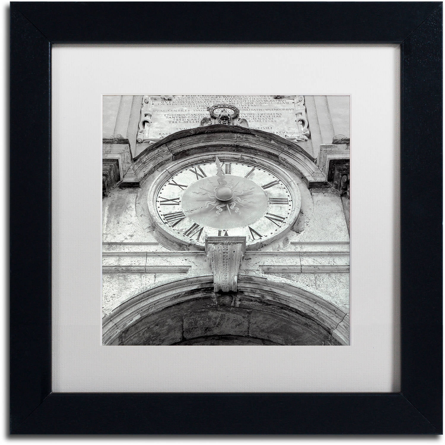 Trademark Fine Art "Il Grande Ororlogio I" Canvas Art by Alan Blaustein, White Matte, Black Frame
