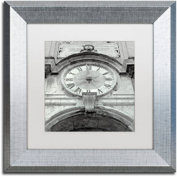 Trademark Fine Art "Il Grande Ororlogio I" Canvas Art by Alan Blaustein, White Matte, Silver Frame