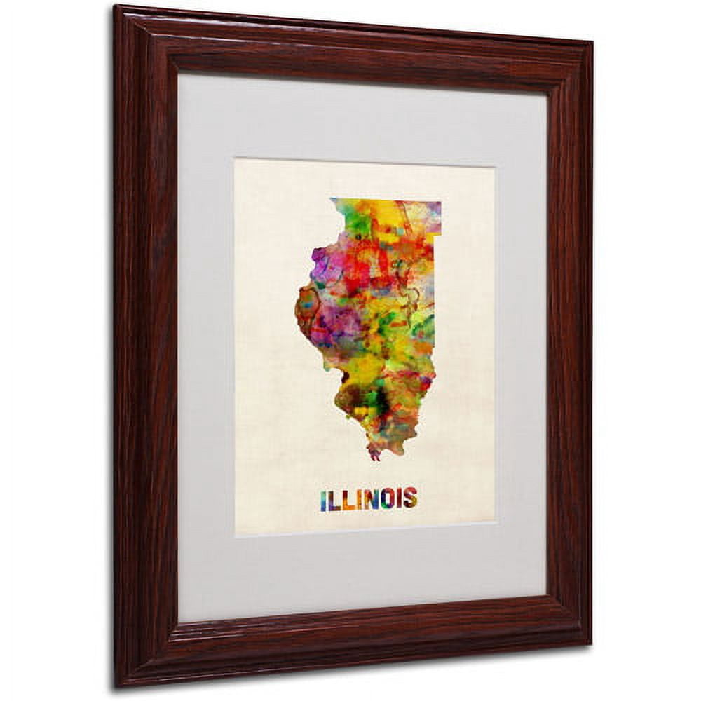 Trademark Fine Art 'Illinois Map' 16' x 20' Wood Frame Art