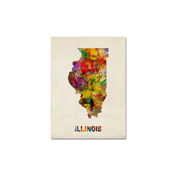 Trademark Fine Art "Illinois Map" Canvas Wall Art by Michael Tompsett