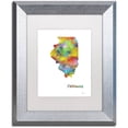 thumbnail image 1 of Trademark Fine Art "Illinois State Map-1" Canvas Art by Marlene Watson, White Matte, Silver Frame, 1 of 1