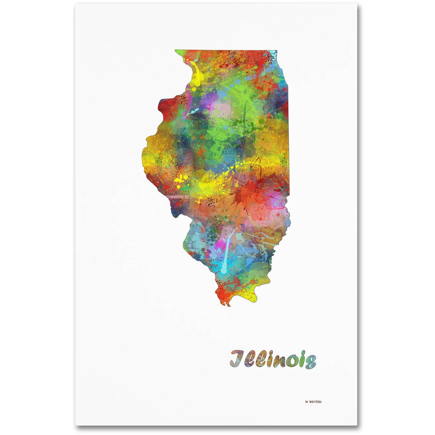 Trademark Fine Art "Illinois State Map-1" Canvas Art by Marlene Watson