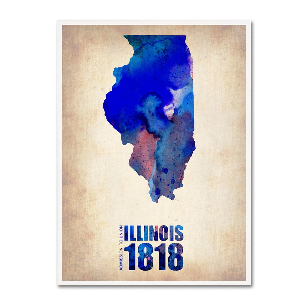 Trademark Fine Art "Illinois Watercolor Map" Canvas Art by Naxart