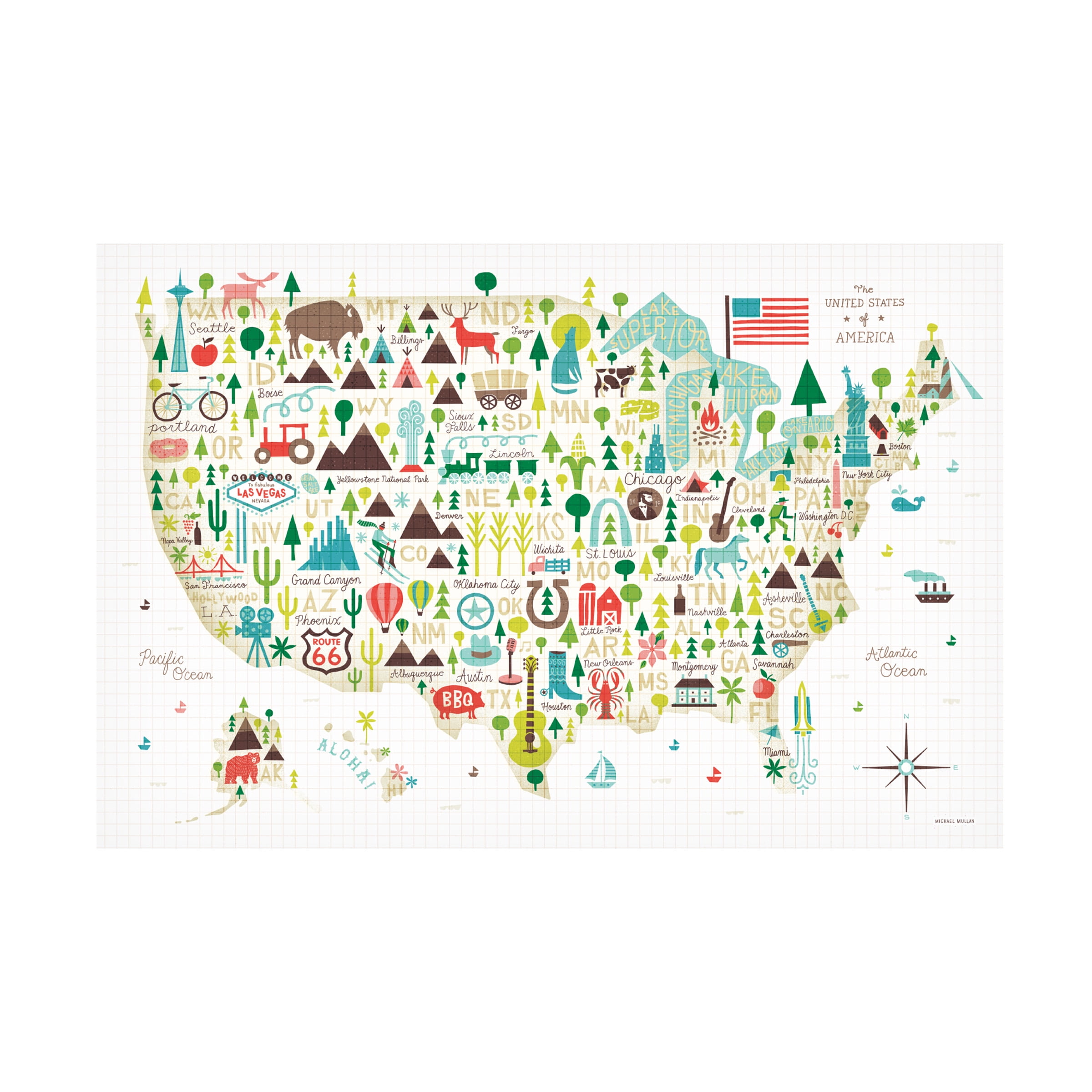 Trademark Fine Art 'Illustrated USA' Canvas Art by Michael Mullan