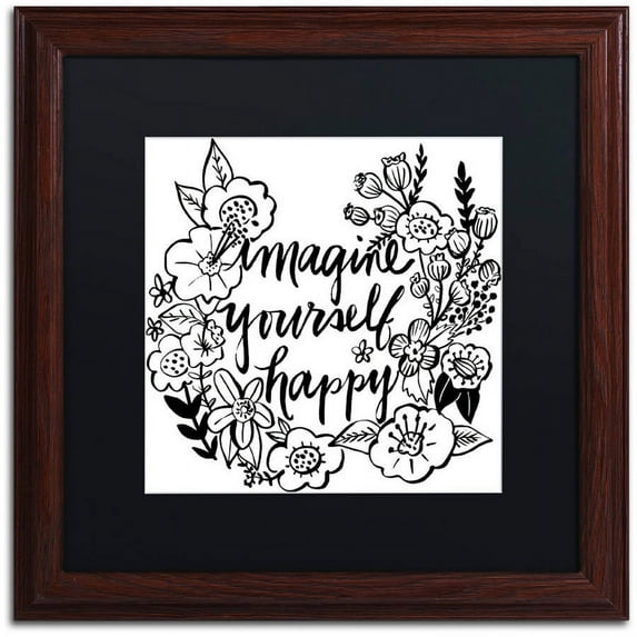 Trademark Fine Art "Imagine Yourself Happy" Canvas Art by Elizabeth Caldwell, Black Matte, Wood Frame