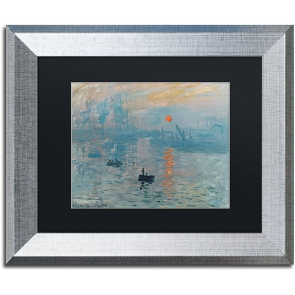 Trademark Fine Art "Impression Sunrise" Canvas Art by Claude Monet Black Matte, Silver Frame