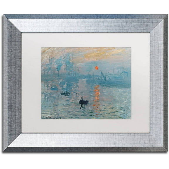 Trademark Fine Art "Impression Sunrise" Canvas Art by Claude Monet White Matte, Silver Frame