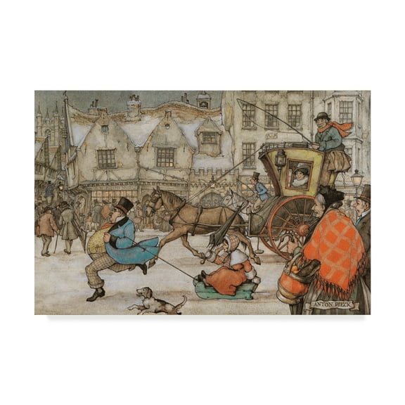 Trademark Fine Art 'In A Hurry' Canvas Art by Anton Pieck