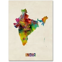 Trademark Fine Art "India Watercolor Map" Canvas Art by Michael Tompsett