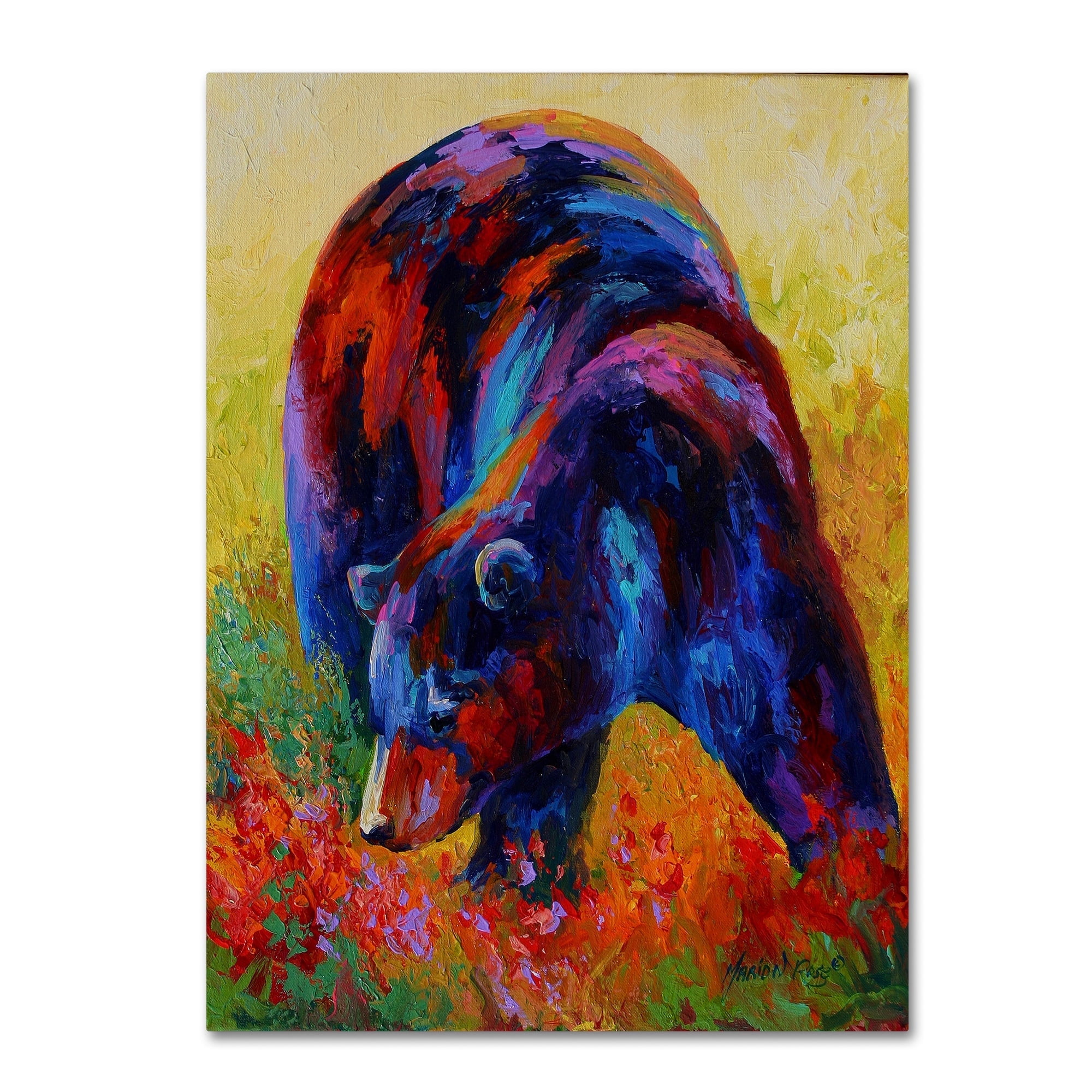 Vibrant Multicolor Bear Canvas Art by Marion Rose