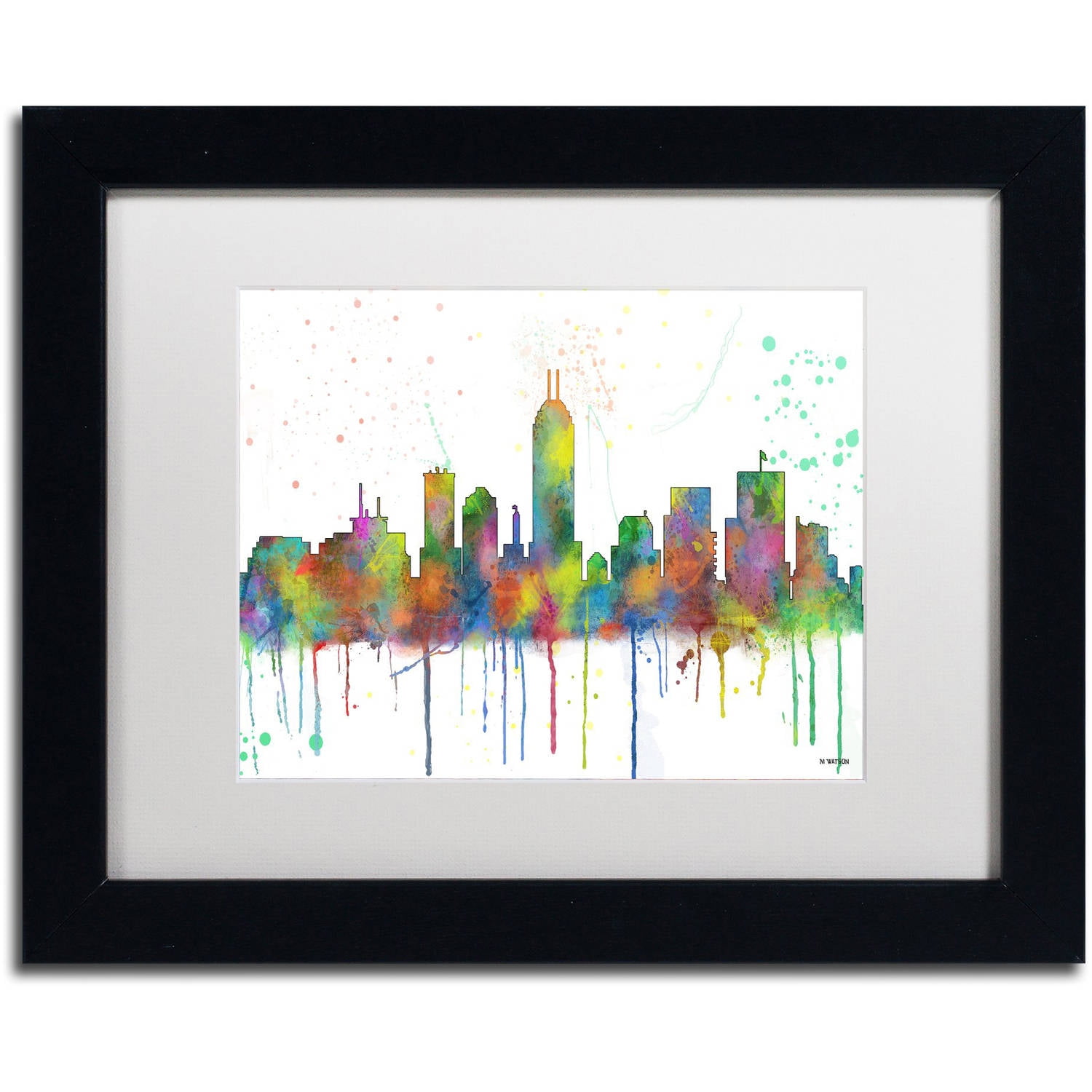 Trademark Fine Art "Indiana Indianapolis Skyline Mclr-1" Canvas Art by Marlene Watson, White Matte, Black Frame