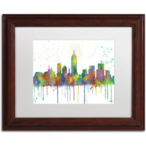 Trademark Fine Art "Indiana Indianapolis Skyline Mclr-1" Canvas Art by Marlene Watson, White Matte, Wood Frame