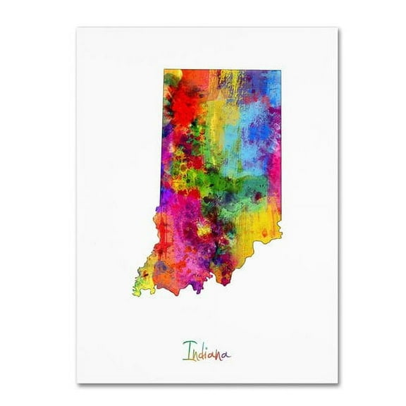 Trademark Fine Art "Indiana Map" Canvas Art by Michael Tompsett