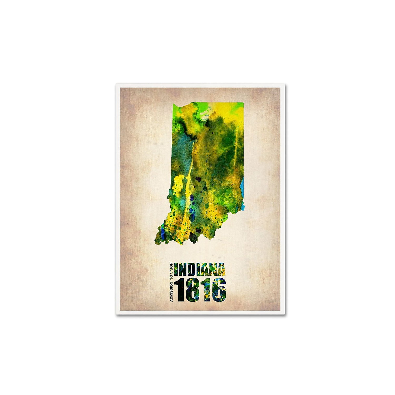 Trademark Fine Art "Indiana Watercolor Map" Canvas Art by Naxart
