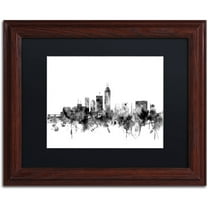 Trademark Fine Art "Indianapolis IN Skyline B&W" Canvas Art by Michael Tompsett, Black Matte, Wood Frame
