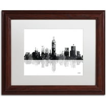 Trademark Fine Art "Indianapolis Indiana Skyline BG-1" Canvas Art by Marlene Watson, White Matte, Wood Frame