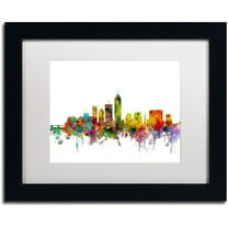 Trademark Fine Art 'Indianapolis Indiana Skyline' Canvas Art by Michael Tompsett, White Matte, Black Frame