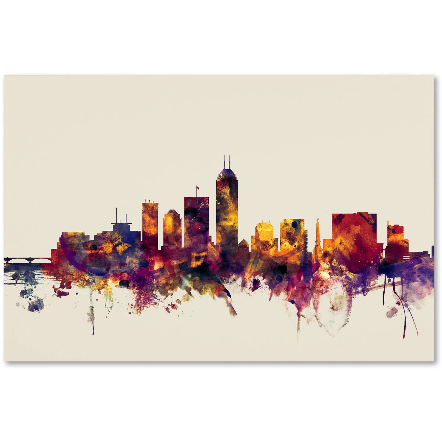 Trademark Fine Art "Indianapolis Indiana Skyline" Canvas Art by Michael Tompsett
