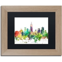 Trademark Fine Art "Indianapolis Indiana Skyline SP" Canvas Art by Marlene Watson, Black Matte, Birch Frame