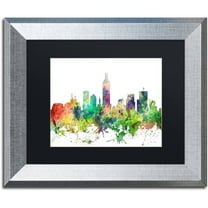 Trademark Fine Art "Indianapolis Indiana Skyline SP" Canvas Art by Marlene Watson, Black Matte, Silver Frame