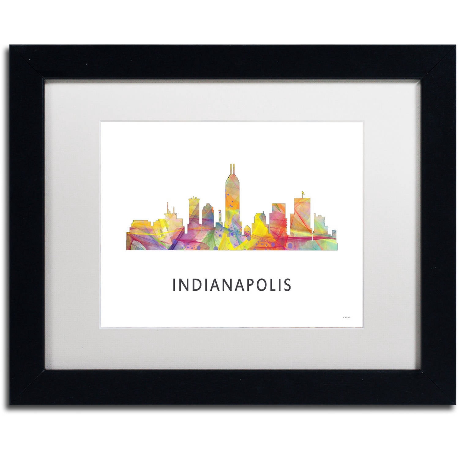 Trademark Fine Art 'Indianapolis Indiana Skyline WB-1' Canvas Art by Marlene Watson, White Matte, Black Frame