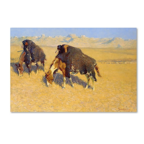 Trademark Fine Art 'Indians Simulating Buffalo' Canvas Art by Frederic Remington