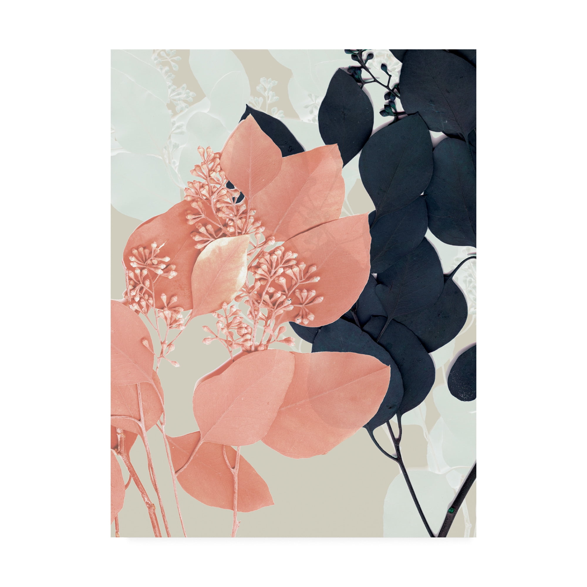 Trademark Fine Art 'Indigo And Blush Leaves I' Canvas Art by Jennifer Goldberger