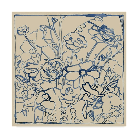 Trademark Fine Art 'Indigo Floral Sketch II' Canvas Art by Megan Meagher