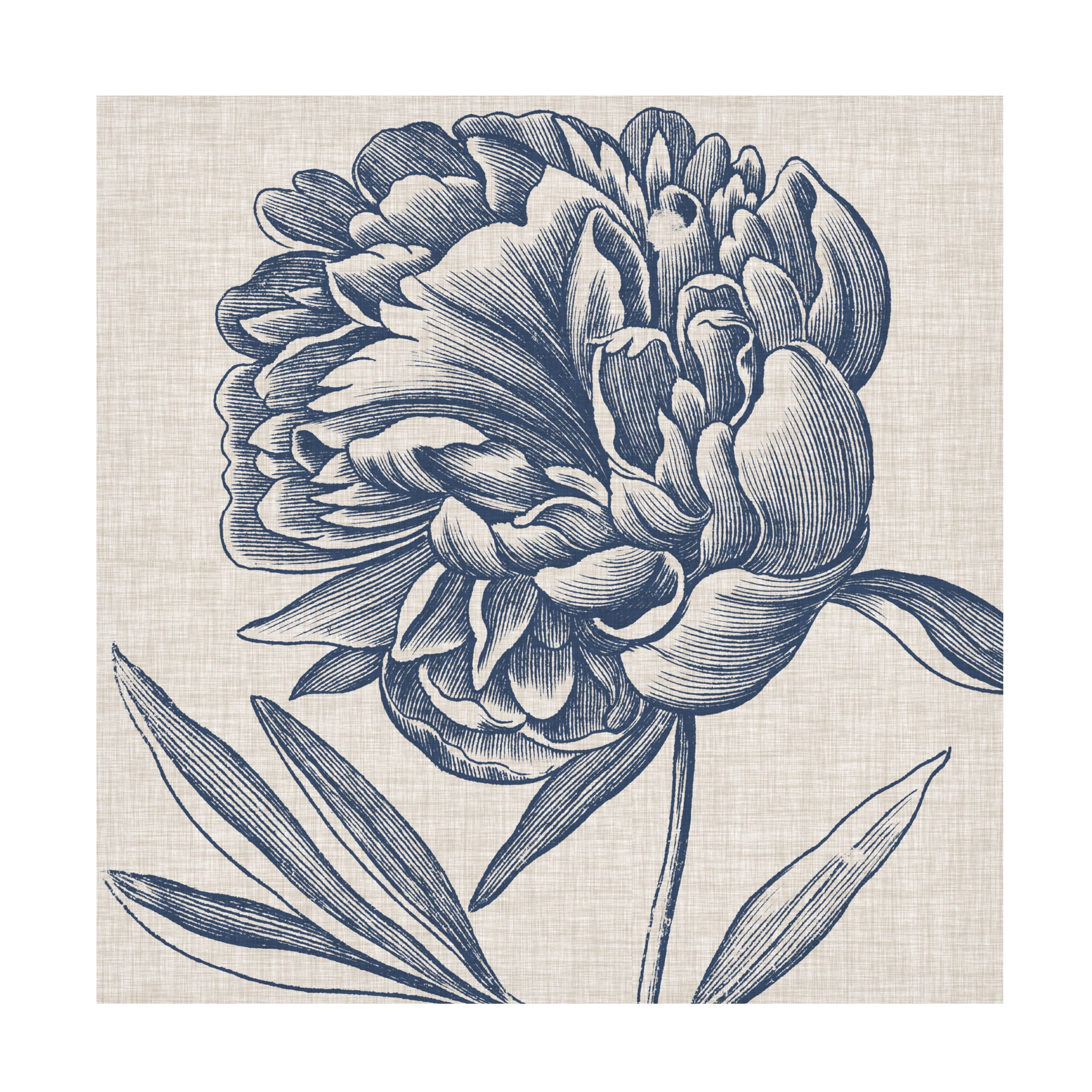 Trademark Fine Art Vision Studio Indigo Floral On Linen Ii Canvas Wall Art - 18x18