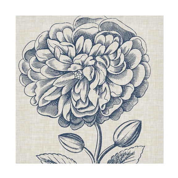 Trademark Fine Art Vision Studio Indigo Floral On Linen Iii Canvas Wall Art - 14x14