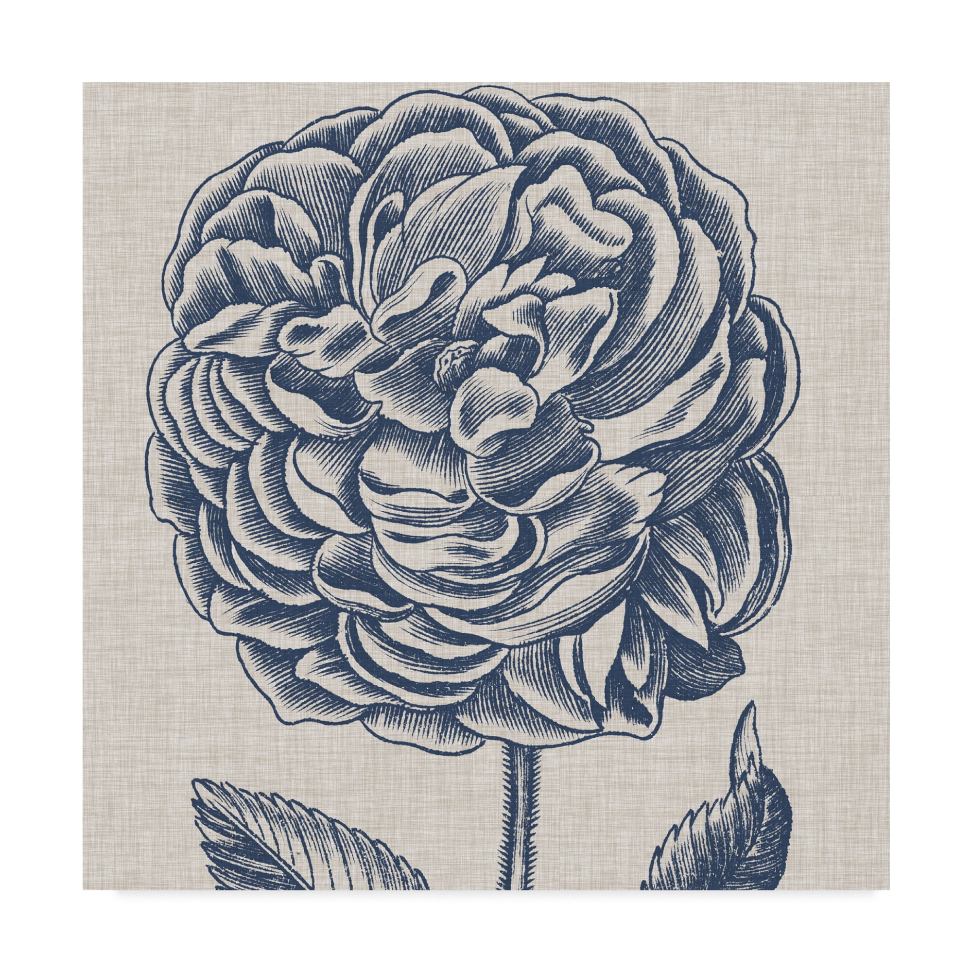 Trademark Fine Art 'Indigo Floral on Linen V' Canvas Art by Vision Studio