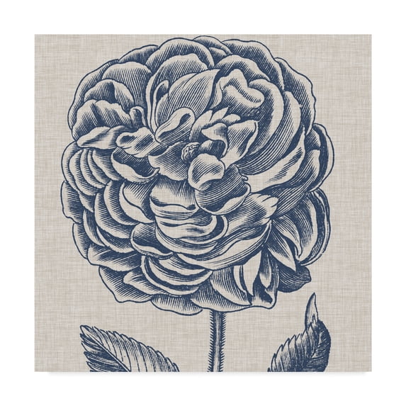Trademark Fine Art 'Indigo Floral on Linen V' Canvas Art by Vision Studio