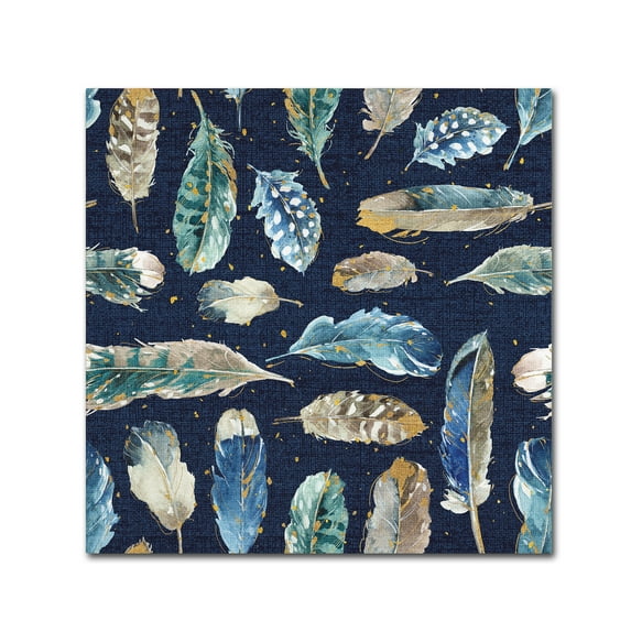 Trademark Fine Art 'Indigold Feathers Indigo' Canvas Art by Lisa Audit