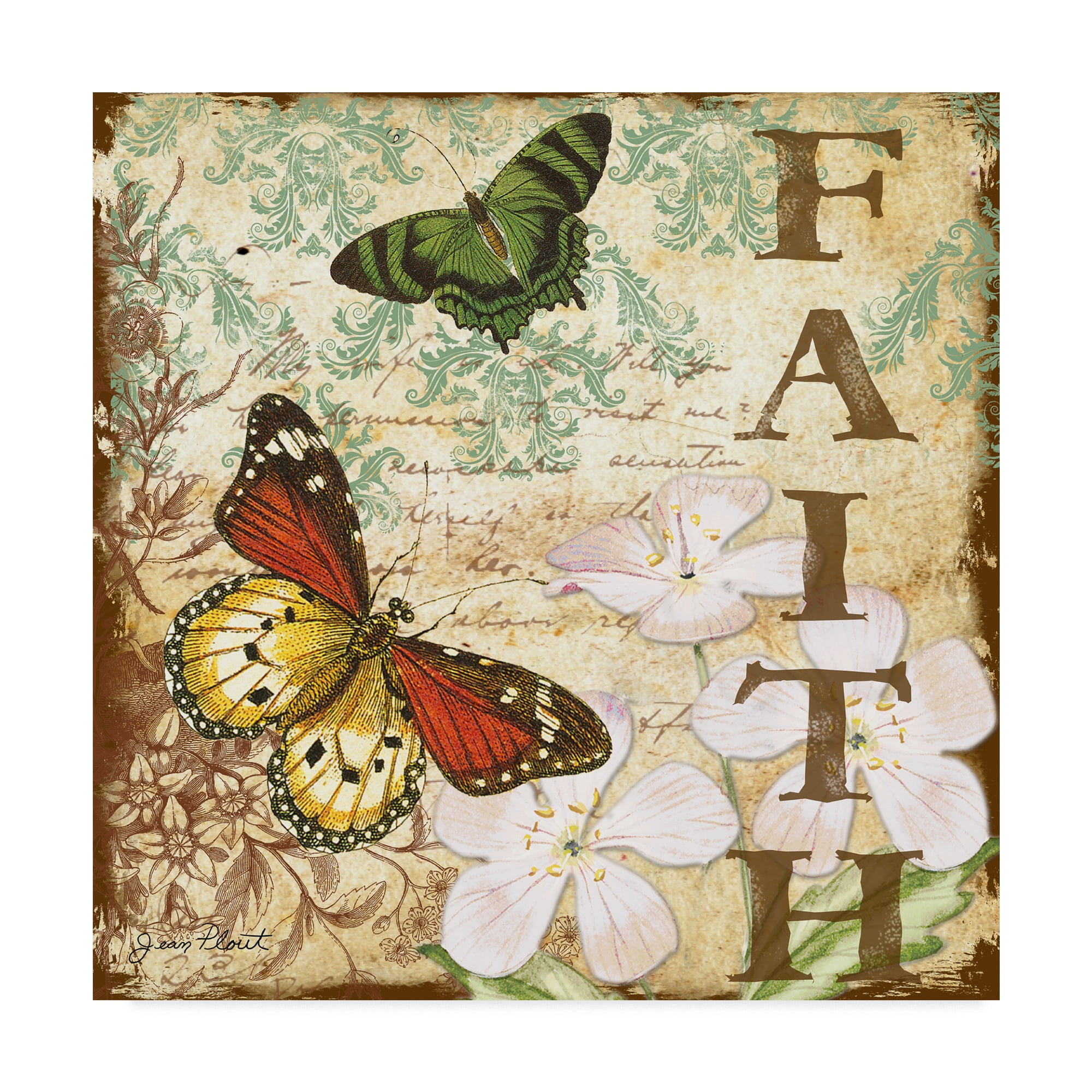 Trademark Fine Art 'Inspirational Butterflies Faith' Canvas Art by Jean Plout